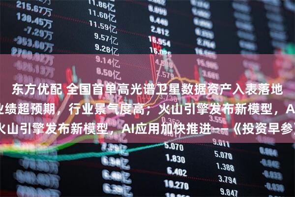 东方优配 全国首单高光谱卫星数据资产入表落地；存储龙头美光科技业绩超预期，行业景气度高；火山引擎发布新模型，AI应用加快推进——《投资早参》
